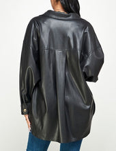 Load image into Gallery viewer, Oversized Faux Leather Button Down
