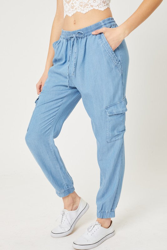 Brezzy Cargo Pants in Chambray