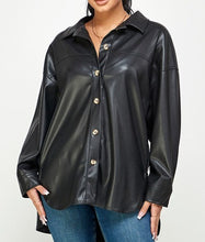 Load image into Gallery viewer, Oversized Faux Leather Button Down
